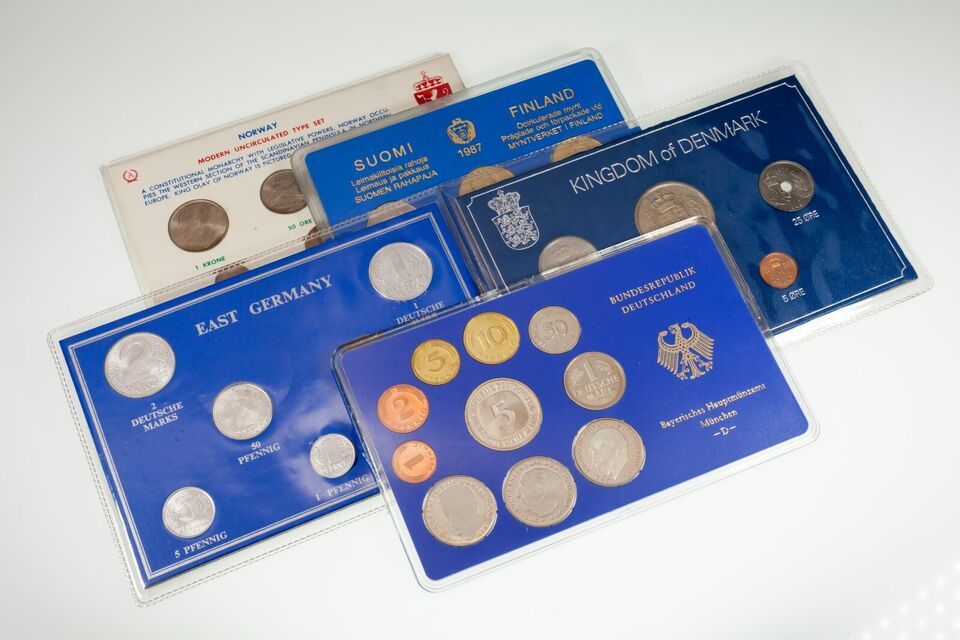 Lot of 5 Coin Sets From Denmark, East Germany, Finland, Germany &amp; Norway - $98.99