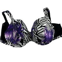 Cacique Womens Size 44DDD Bra Zebra Print Black White Purple Underwire P... - $18.81