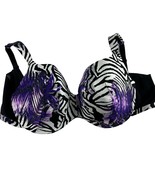 Cacique Womens Size 44DDD Bra Zebra Print Black White Purple Underwire P... - £14.77 GBP