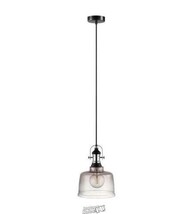 Eglo Gilwell Vintage 1-Light Matte Black and Chrome Pendant Ceiling Mounted - £58.26 GBP