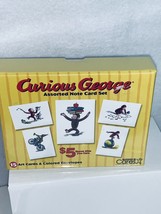 Curious George 15 Assorted Notecards Art Cartoon Colored Envelopes 5 Sty... - $15.66
