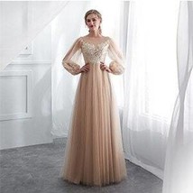 Prom Dresses Long Puff Sleeves Venice Lace Full Length Evening Dresses Party Gow - £178.74 GBP