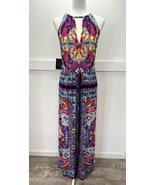 Alexia Admor Halter Maxi Dress XS Multicolor Boho Aztec Pattern Cut Out ... - £35.85 GBP