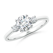 Angara Lab-Grown 1.01 Ct Prong-Set Round 3 Stone Diamond Ring in Sterling Silver - £679.18 GBP