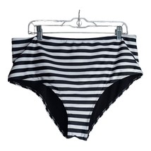 Shein Women&#39;s High Waisted Black &amp; White Striped Swimsuit Brief Bottoms 3XL - £5.94 GBP