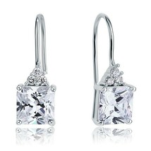 2 Ct Princess Simulated Diamond Dangle Drop 925 Sterling Silver Wedding Earrings - £114.10 GBP