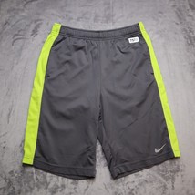 Nike Shorts Youth L Gray Neon Green Dri Fit Lightweight Athletic Performance - £15.81 GBP