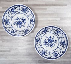 Vintage Johnson Brothers Indies 5.75&quot; Dessert Bowls White &amp; Blue - £16.52 GBP