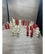Vintage Ming Dynasty Chess Set By Transogram Plastic Red And Antique White - $19.80