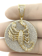 2CT Round Cut Simulated Diamond Scorpion Pendent Gold Plated 925 Silver - £194.66 GBP