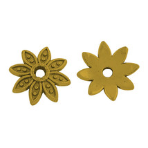 12 Flower Bead Caps Antique Gold Tone Spacers Findings Floral 12.5mm - $2.40