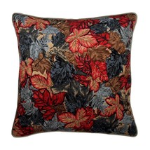 Maple Leaf Embroidery Red &amp; Grey Printed Satin 16&quot;x16&quot; Pillow Cover, Maple Days - £28.98 GBP+