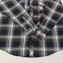 Coevals Club Men's XL Western Pearl Snap Button Long Sleeve Black Gray Plaid image 12