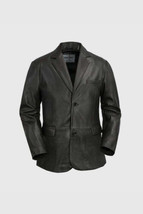 WHET BLU ESQUIRE MEN&#39;S LEATHER JACKET SLIM FIT FULLY LINED - £242.49 GBP+