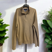 TOMMY HILFIGER Sweater Mens XXL Tan 1/4 Zip High Neck Pullover *read - $17.68