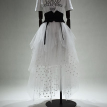Women White Tiered Tulle Skirt High Waisted Midi Tulle Skirt Wedding Outfit  image 2
