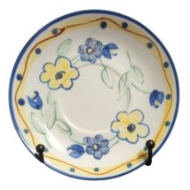 Gibson Designs CONFETTI FLORAS Saucer 5 7/8&quot;D Blue Yellow Flowers Dots Ceramic - £5.47 GBP