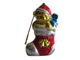 Vintage Christmas FG Ornament 1998 Avon Brilliant Bear Stocking Blown Gl... - £7.42 GBP