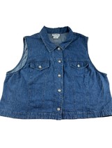 Vintage Melissa Denim Vest Womens Plus Size 24W Cotton Button Front Blue... - £14.79 GBP