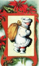 1910 Embossed Christmas Postcard Child Carrying A Bag Of Toys - £17.34 GBP