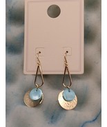 Aqua and Gold Dangle Disc Earrings - €10,22 EUR