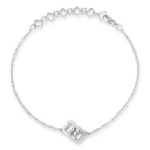 Precious Stars Silvertone 0.10ct Cubic Zirconia Interlocked Floral Link Bracelet - £14.94 GBP