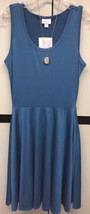 NWT LuLaRoe Small Solid Blue Knit Fabric Nikki Sleeveless Dress with Poc... - £37.14 GBP