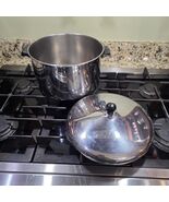 Vintage FARBERWARE 8 Qt 7.6L Stock Pot &amp; Lid Stainless Steel USA SPAGHETTI  - $28.45