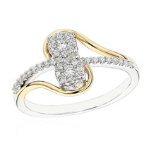 0.30 CT Simulated Diamond Bypass Cluster Engagement Ring 14K Gold Plated Silver - $163.60