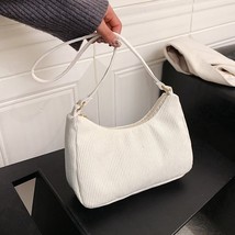 New Fashion Women Handbags Mini Corduroy Underarm Bag Casual Women  Bags Solid C - £46.89 GBP