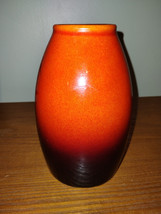 Vintage MCM Scheurich Germany Dark Orange Blk Hombre Art Pottery Vase 7” 629-18 - $23.36