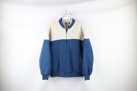 Vtg 70s Winston Racing Mens L Distressed Deep Pile Fleece Lined Bomber Jacket - £54.64 GBP