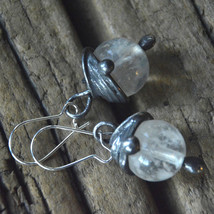 Chalcedony  ball Earrings crystal ball crackle earrings stained glass retro char - $38.00