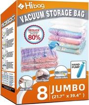 8 Jumbo Space Saver Bags, Vacuum Storage Bags for Clothes, - £25.82 GBP