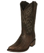 Mens Brown Cowboy Boots Leather Snake Python Print Western Wear J Toe Botas - $119.50