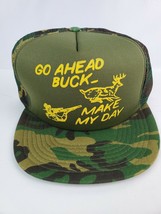 NOS vintage Go Ahead Buck Make My Day Camo trucker hat snapback Daystone - £31.10 GBP