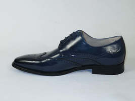 Men's Giovanni Shoes High Quality Leather Wing Tip Derby LINCOLN Navy image 4