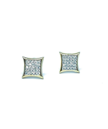 ADIRFINE 14K Solid Gold 8.5mm Square Micro Pave Cubic Zirconia Studs Ear... - £122.67 GBP