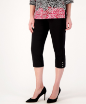 Susan Graver Ultra Stretch Capri Pants w/ Button Detail- Black, Regular 4 - £23.69 GBP