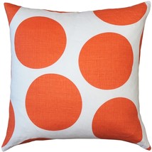 Tuscany Linen Orange Circles Throw Pillow 22x22, with Polyfill Insert - £64.25 GBP