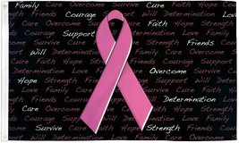 Black Pink Ribbon Flag 3x5 Breast Cancer Survivor Flag Pink Ribbon Survivor 100D - £13.57 GBP
