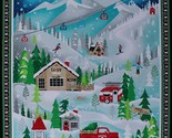 35&quot; X 44&quot; Panel Skiing Ski Winter Christmas Snowy Scene Fabric Panel D50... - $13.12