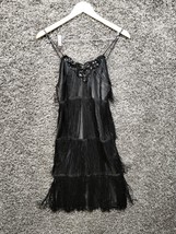 Flirtations Alfred Angelo Dress Black Small Strappy Flowy Tassels Club F... - $15.56