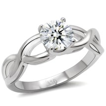 2.17Ct Round Cut Solitaire CZ Cross Over Stainless Steel Engagement Ring Sz 5-10 - £41.44 GBP