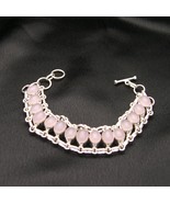 Wholesale Artist-Crafted Sterling Silver &amp; Pink Quartz Gemstone Chain Br... - £38.99 GBP