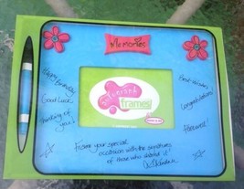 Autograph Memories Frame with Marker Blue Pink Flowers Special Occasion Friends - £12.14 GBP