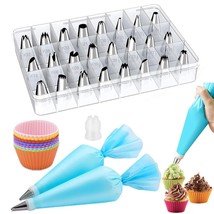 Piping Bags And Tips Set, Reusable Icing Bags And Tips With 24 Piping Tips, 2 Re - £15.97 GBP