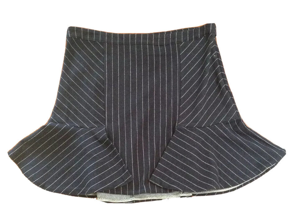 Primary image for New Banana Republic Women Ruffle Hem Front Slit Mixed Striped Navy Blue Skirt 12