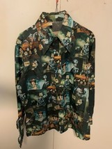 Vintage Disney Mickey Minnie  Polyester Kennington Disco Shirt, 70&#39;s men Large - £53.73 GBP