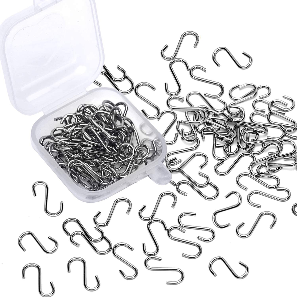 100 Pieces 1/2 Inch Mini S Hooks Extra Small S Hooks Metal S-Shaped Hook... - $14.38